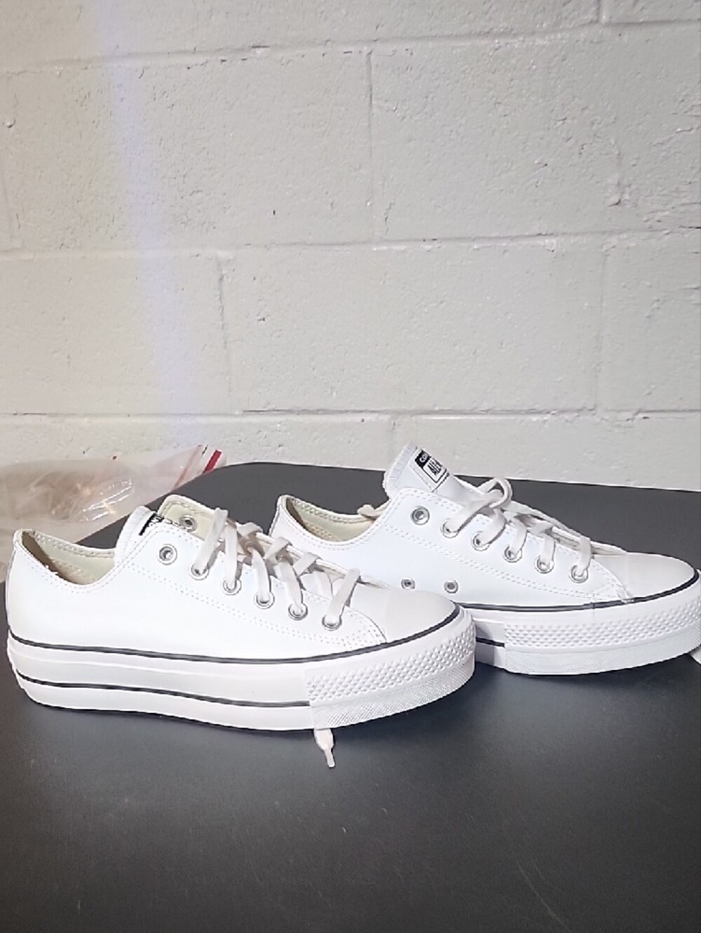 Converse White Low Top Platform Sneakers - Picture 3 of 6